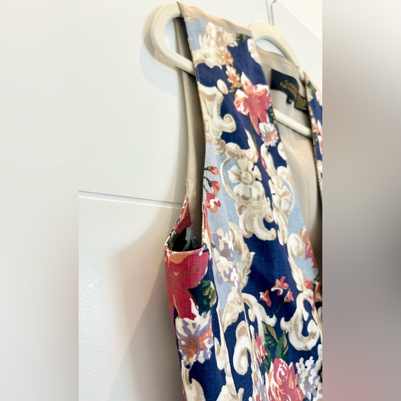 Classiques For Nordstrom Tapestry Vintage Vest Woman's Size Medium Linen Flowers - Picture 3 of 9